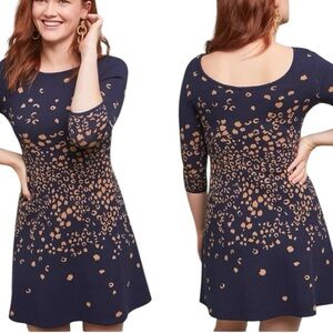 NEW ANTHROPOLOGIE MAEVE 
Leopard Sweater Dress in Navy/Marin Size XS